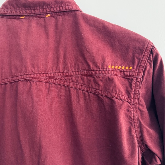 Ariat Rebar Women Medium Western Cowboy Burgundy Button Down LS Shirt Embroidery - Picture 4 of 13